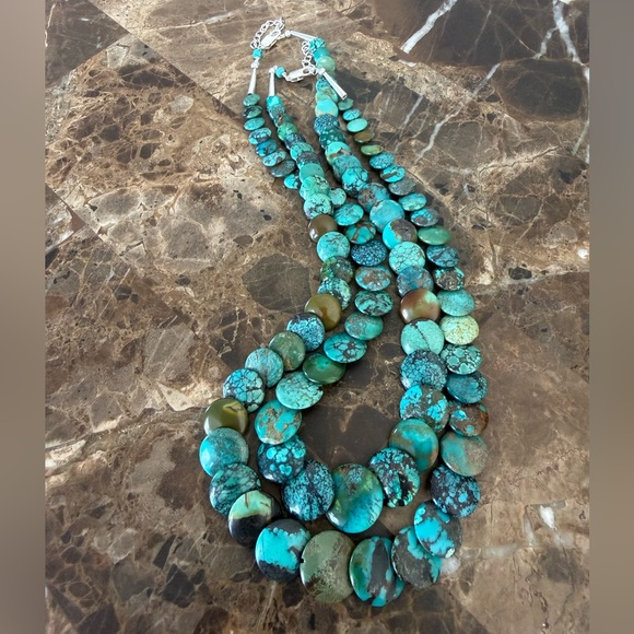 Alihoma Bermudez Jewelry - Turquoise Coin Beaded Necklace